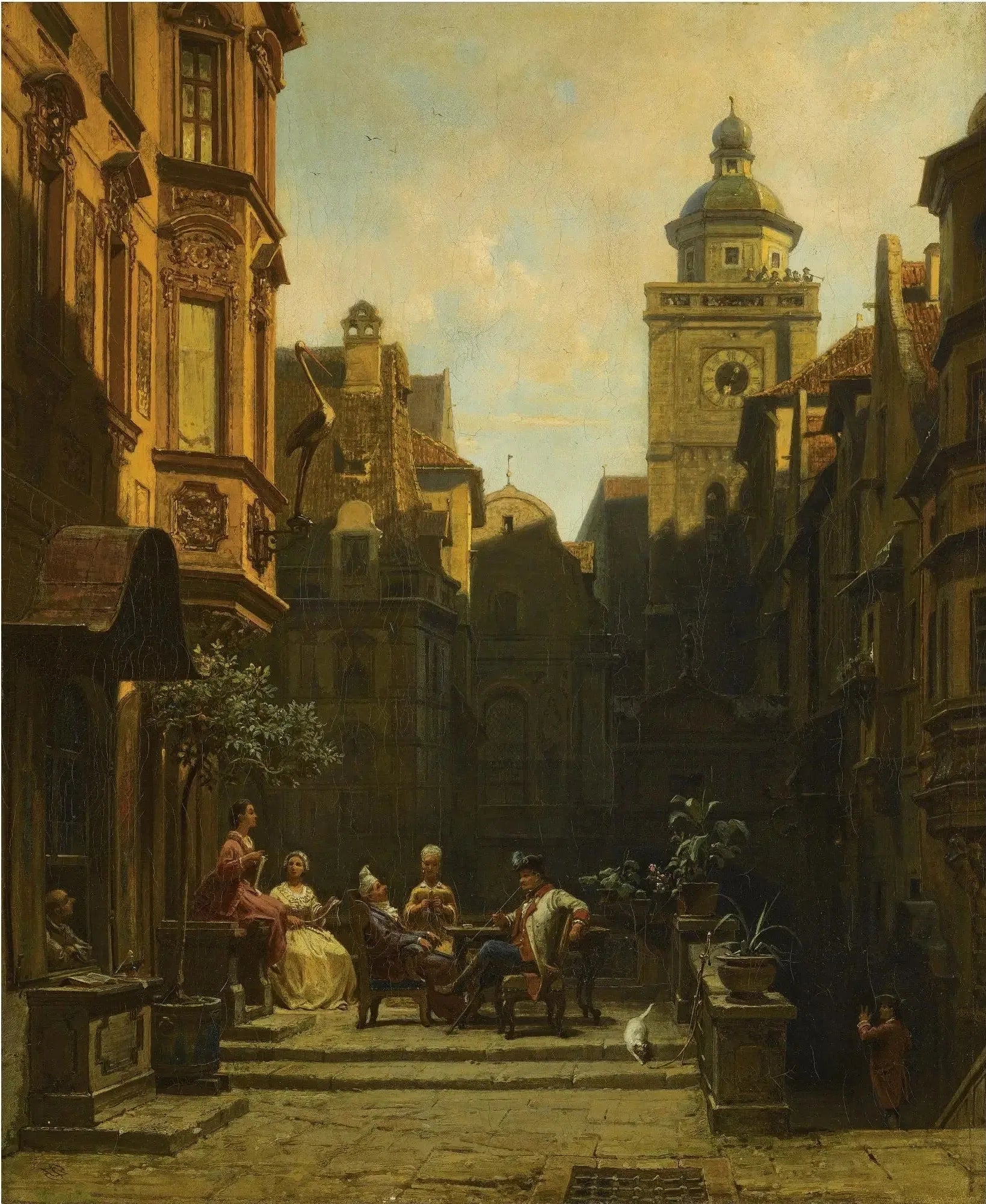 L'heure du bavardage - Carl Spitzweg image 1 tableau peint à l’huile sur toile
