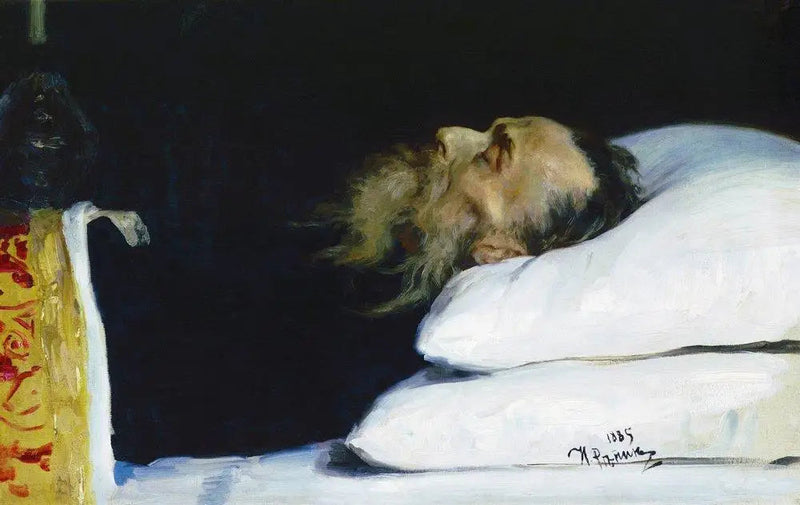 Historyk Nikolaï Iwanowicz Kostomarow w swoim trumnie. - Ilya Repin