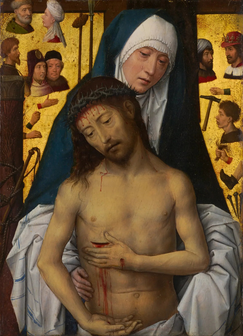 Człowiek cierpienia w ramionach dziewicy - Hans Memling