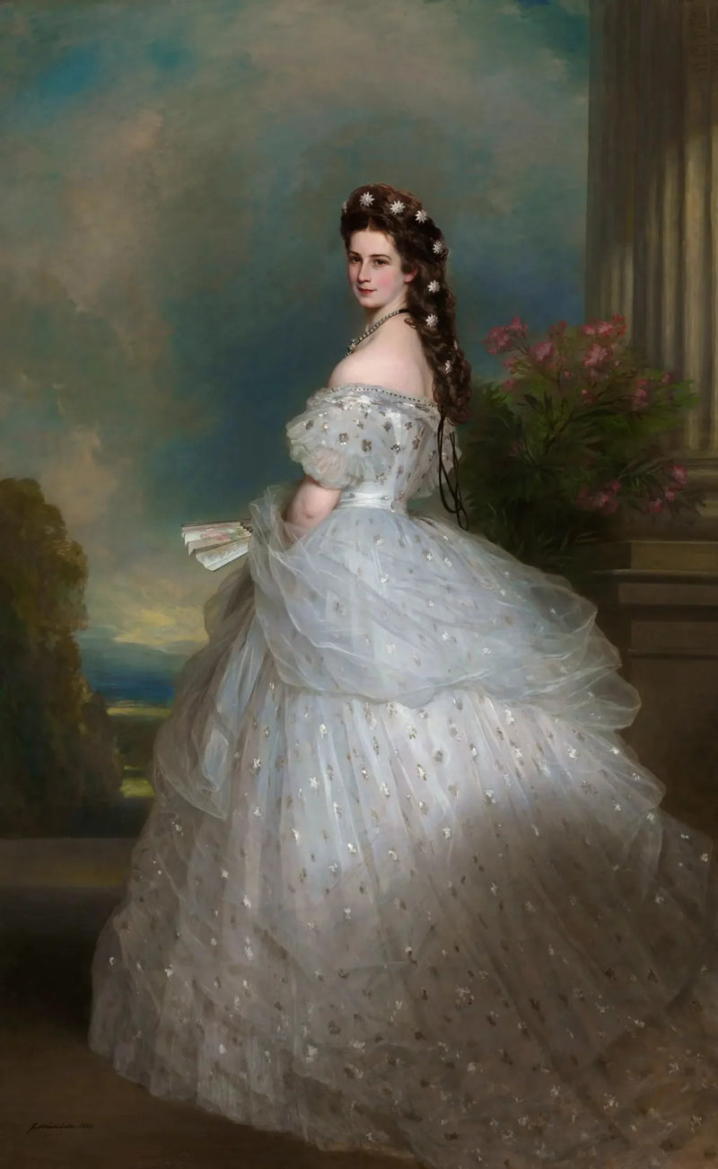 Cesarzowa Elżbieta w sukni balowej z diamentowymi gwiazdami we włosach - Franz Xaver Winterhalter