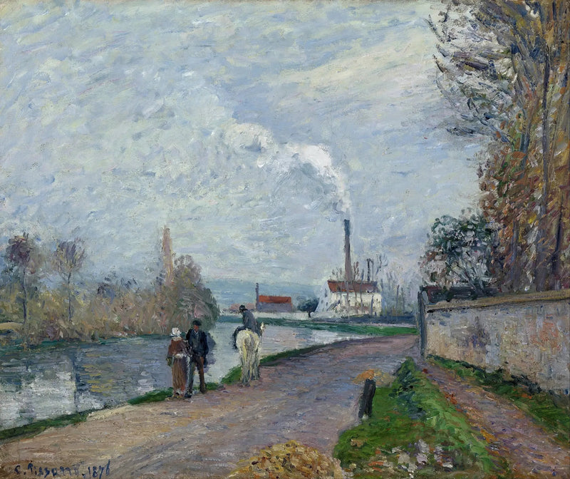 Oise w Pontoise, szary czas - Camille Pissarro