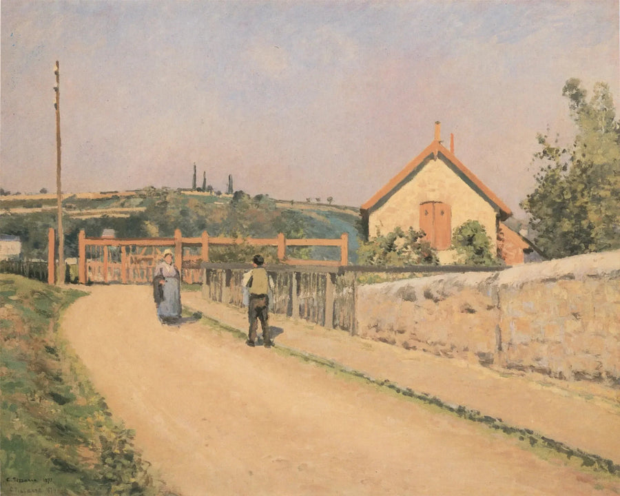 Bariera torów kolejowych w Pâtis, niedaleko Pontoise - Camille Pissarro