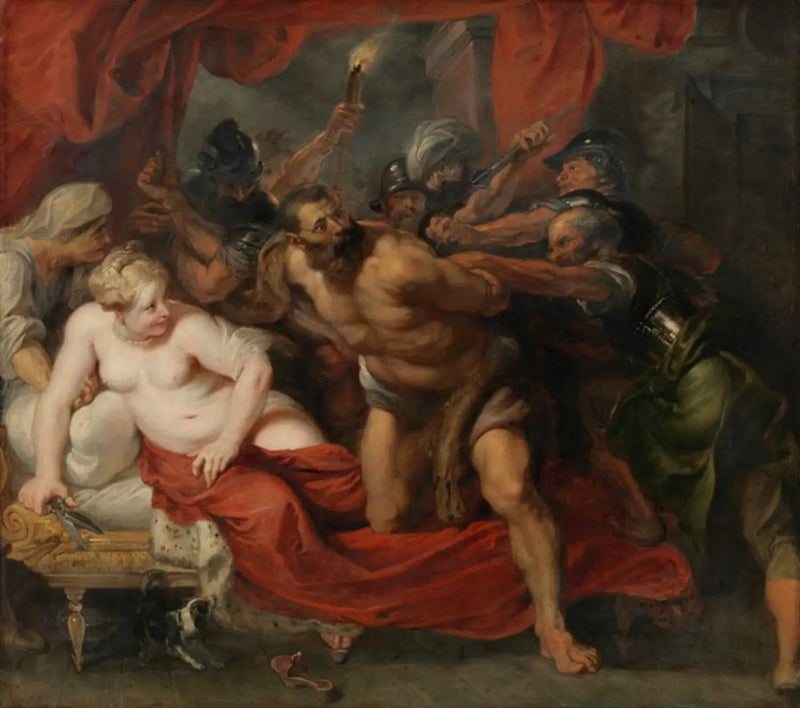 Chwytanie Samsona (Sędziów 16:19-21), około 1620 - Peter Paul Rubens