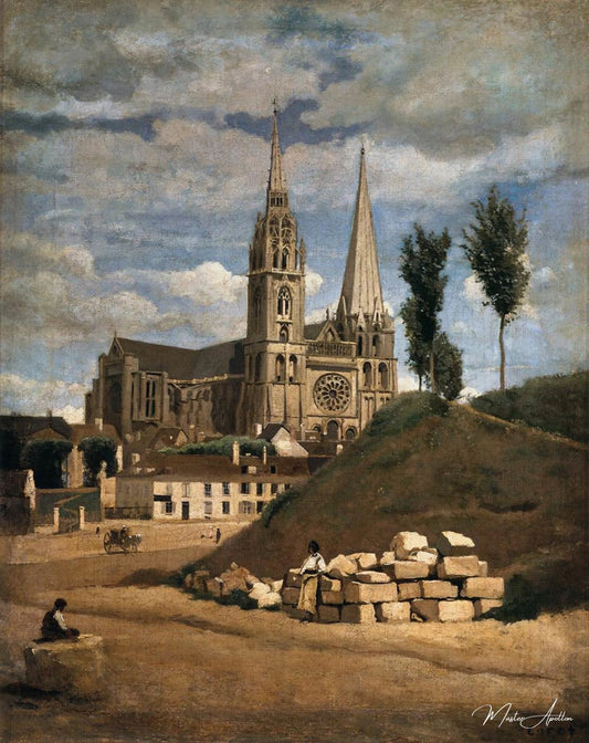 La Cathédrale Notre-Dame de Chartres - Camille Corot - Reproductions de tableaux et peintures haut de gamme