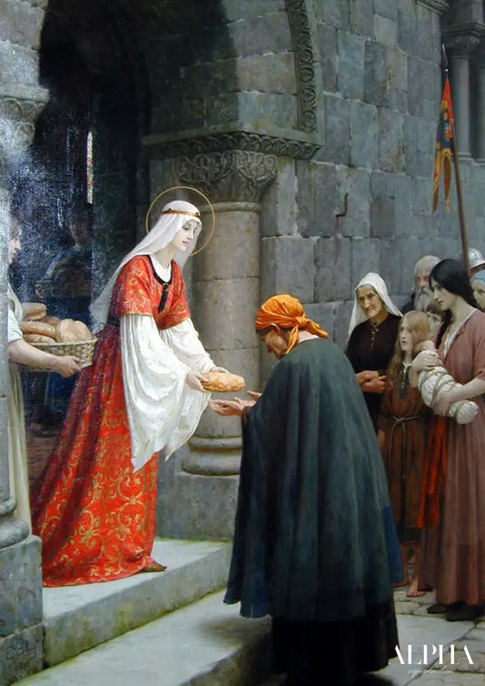 La Charité de Sainte Élisabeth de Hongrie - Edmund Leighton - Reproductions de tableaux et peintures haut de gamme