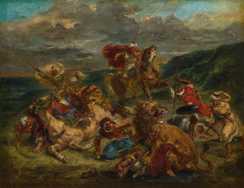 Polowanie na lwa - Eugène Delacroix