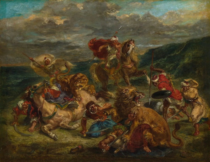 Polowanie na lwa - Eugène Delacroix