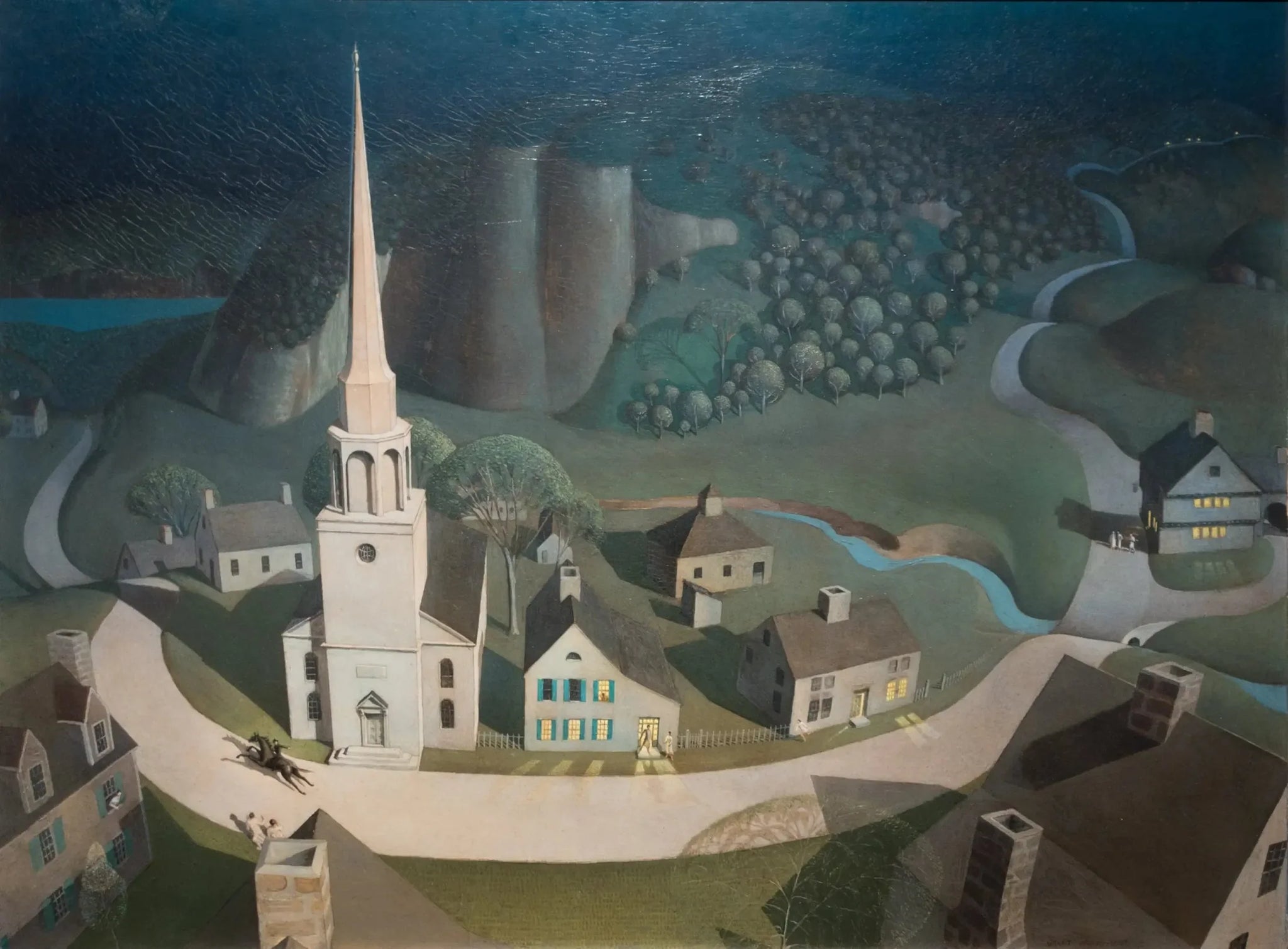 La Chevauchée nocturne de Paul Revere - Grant Wood image 1 reproduction d’œuvre d’art à l’huile