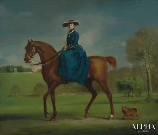 La comtesse de Coningsby dans le costume de la chasse de Charlton - George Stubbs - Reproductions de tableaux et peintures haut de gamme