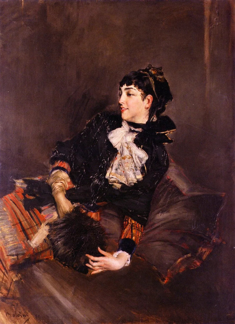 Hrabina Gabrielle de Rasty na kanapie - Giovanni Boldini