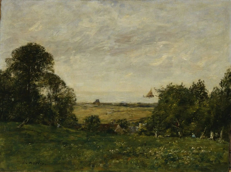 Wybrzeże w pobliżu Trouville, widok z wyżyn - Eugène Boudin