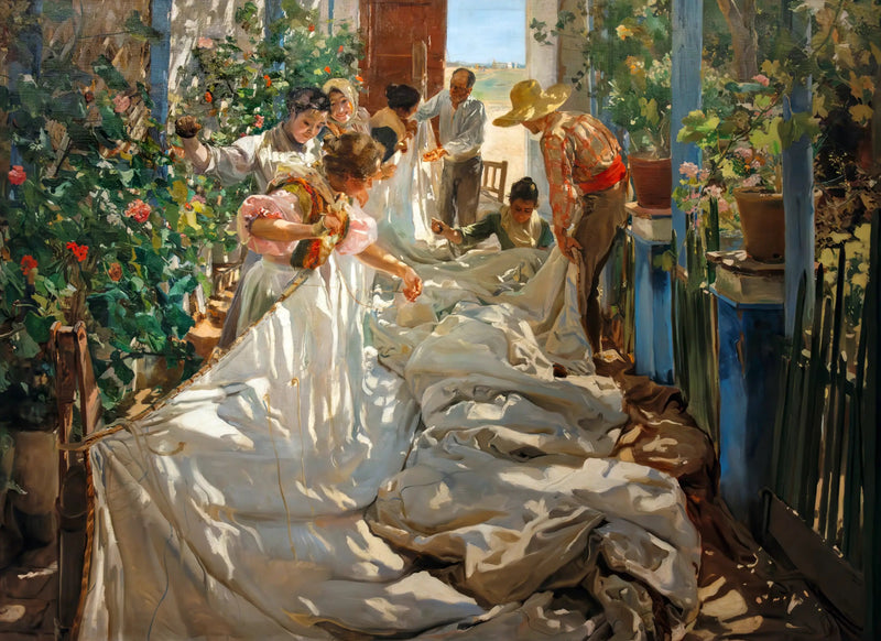 Szycie żagla - Joaquín Sorolla