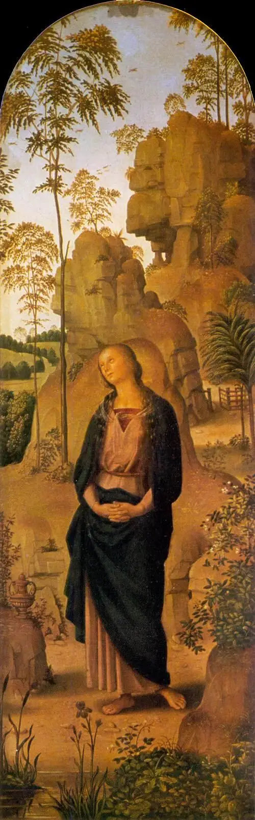 Ukrzyżowanie z Matką Boską, świętym Janem, świętym Jerzym i świętą Marią Magdaleną [panel po prawej stronie] - Pietro Perugino