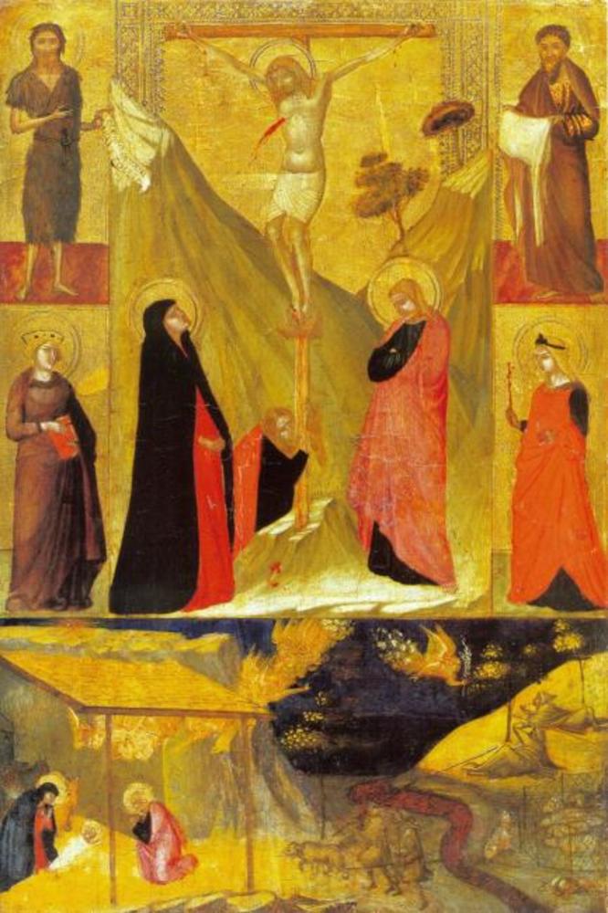 Krucyfiks, Narodzenie i Święci - Ambrogio Lorenzetti