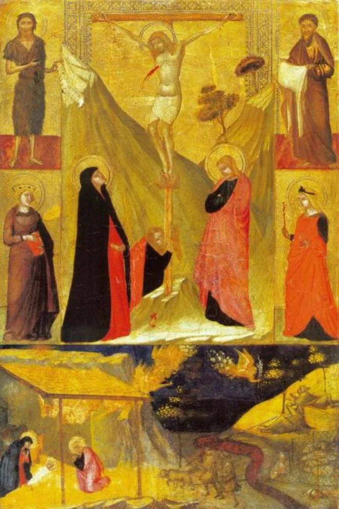 Krucyfiks, Narodzenie i Święci - Ambrogio Lorenzetti