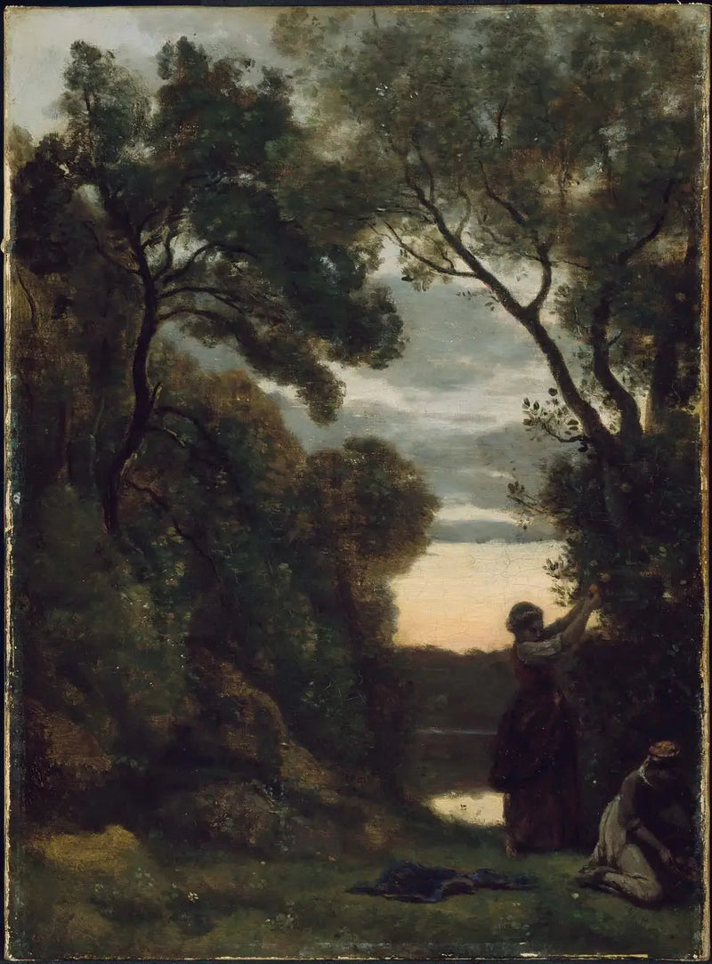 Zbiór laurowego krzewu - Jean-Baptiste Camille Corot