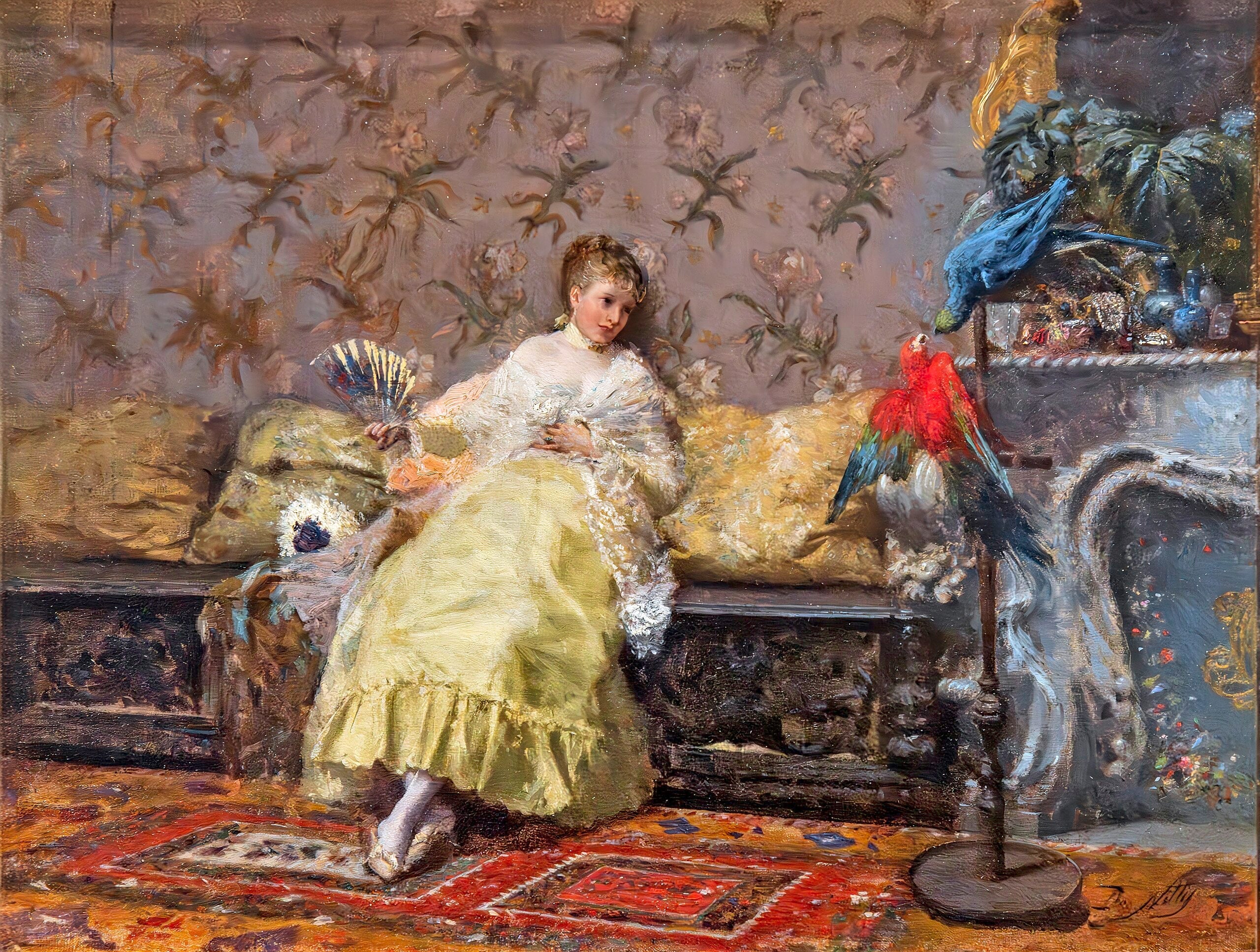 La dame aux perroquets - Giuseppe De Nittis - Alpha Reproduction