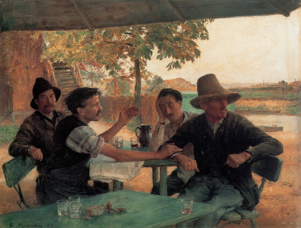 La Discussion politique - Émile Friant image 1 copie de tableau peinte à la main