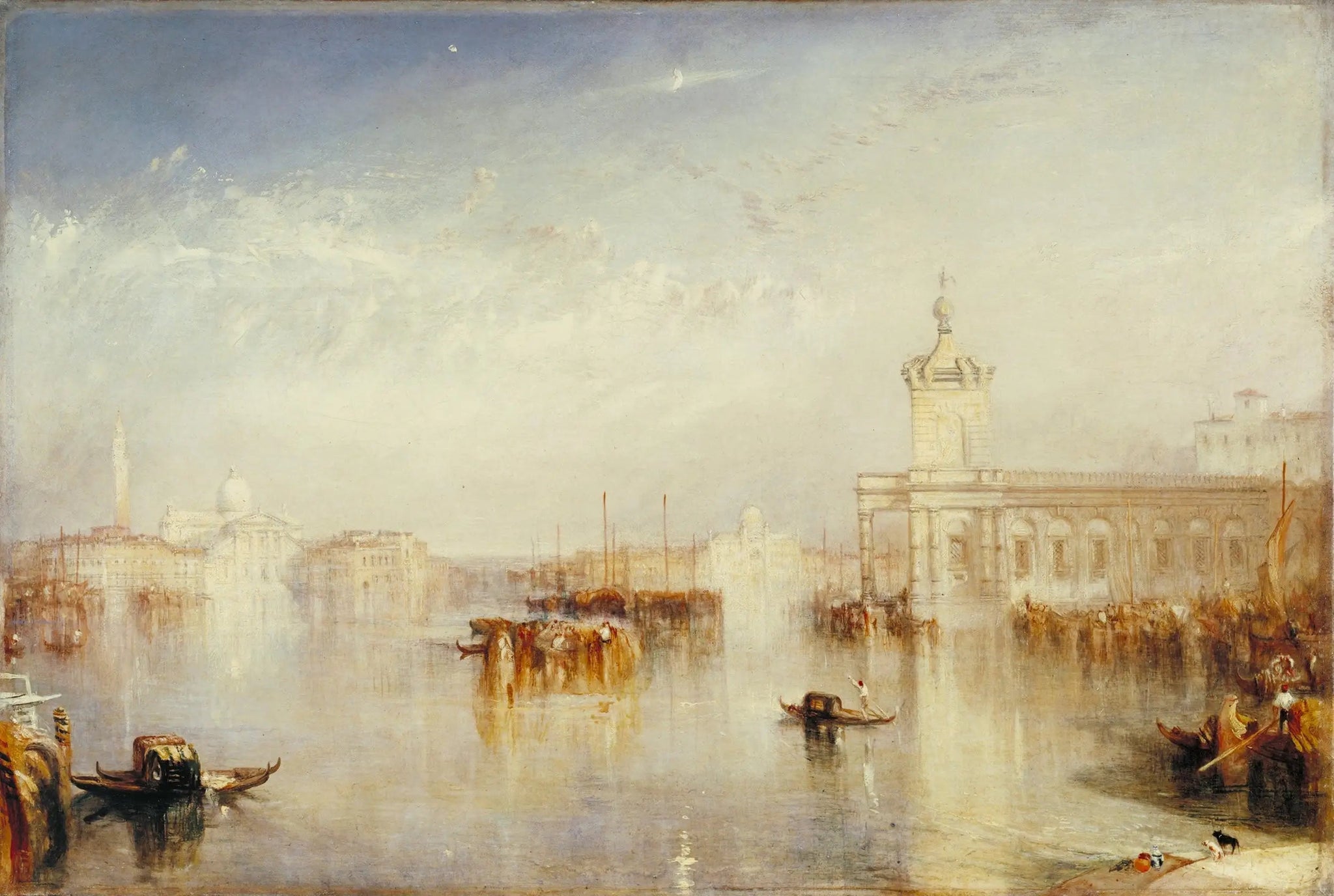 La Dogana, San Giorgio, Citella, de la Place de l'Europe - J. M. W. Turner image 1 copie peinte à la main à l’huile