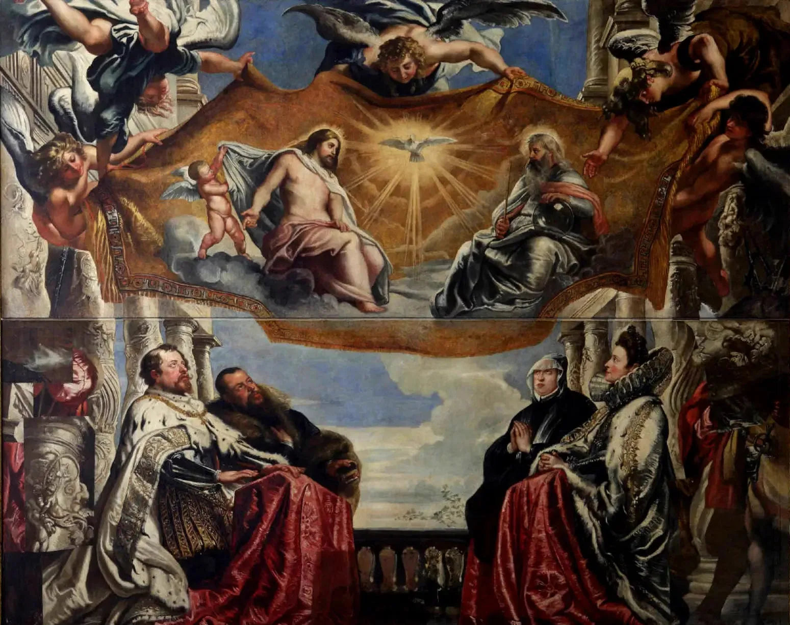 La famille Gonzaga en adoration de la Sainte Trinité - Peter Paul Rubens image 1 copie de tableau peinte à la main