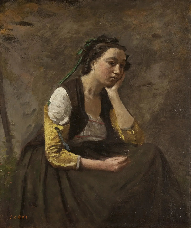 Kobieta z myślą - Jean-Baptiste Camille Corot
