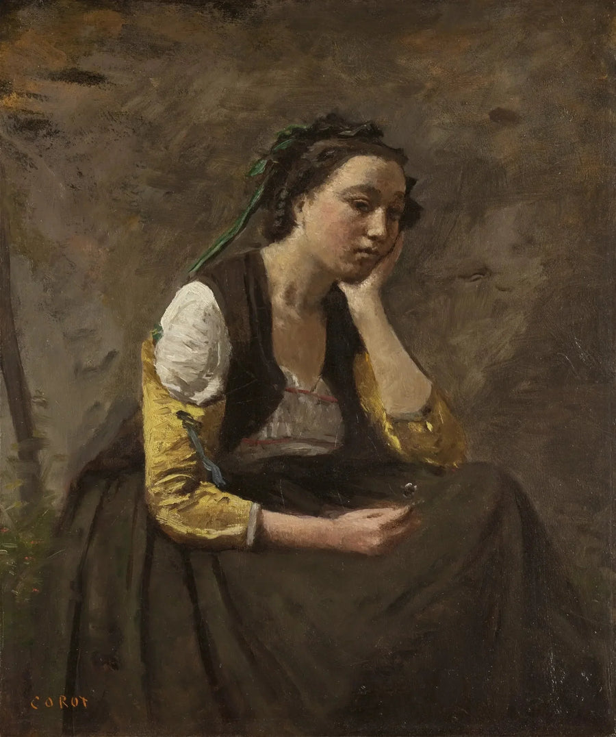 Kobieta z myślą - Jean-Baptiste Camille Corot