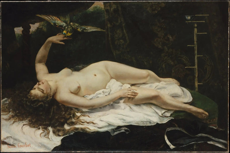 Kobieta z papugą - Gustave Courbet