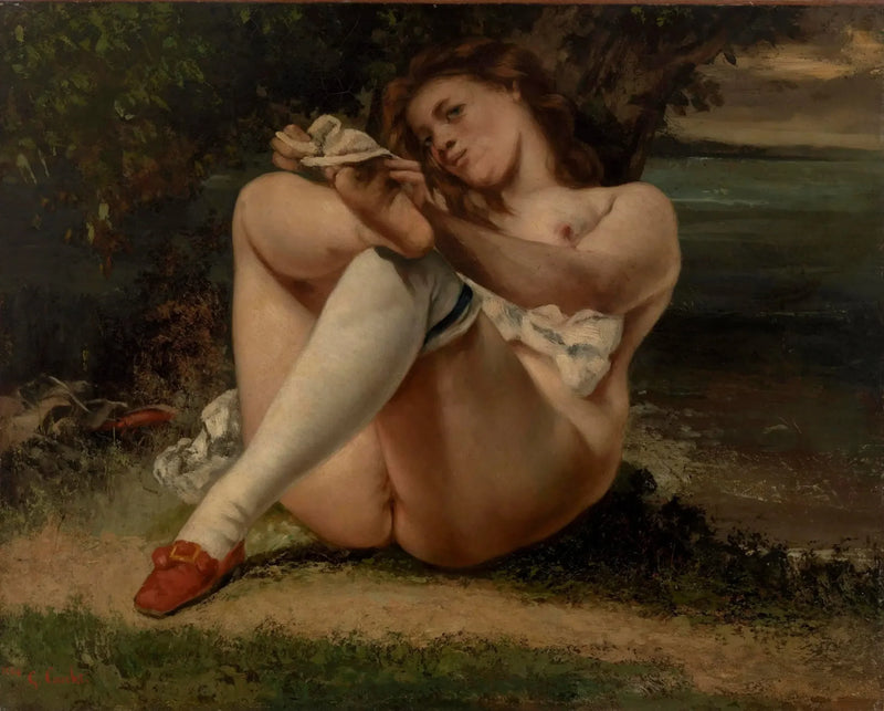 Kobieta w białych pończochach - Gustave Courbet