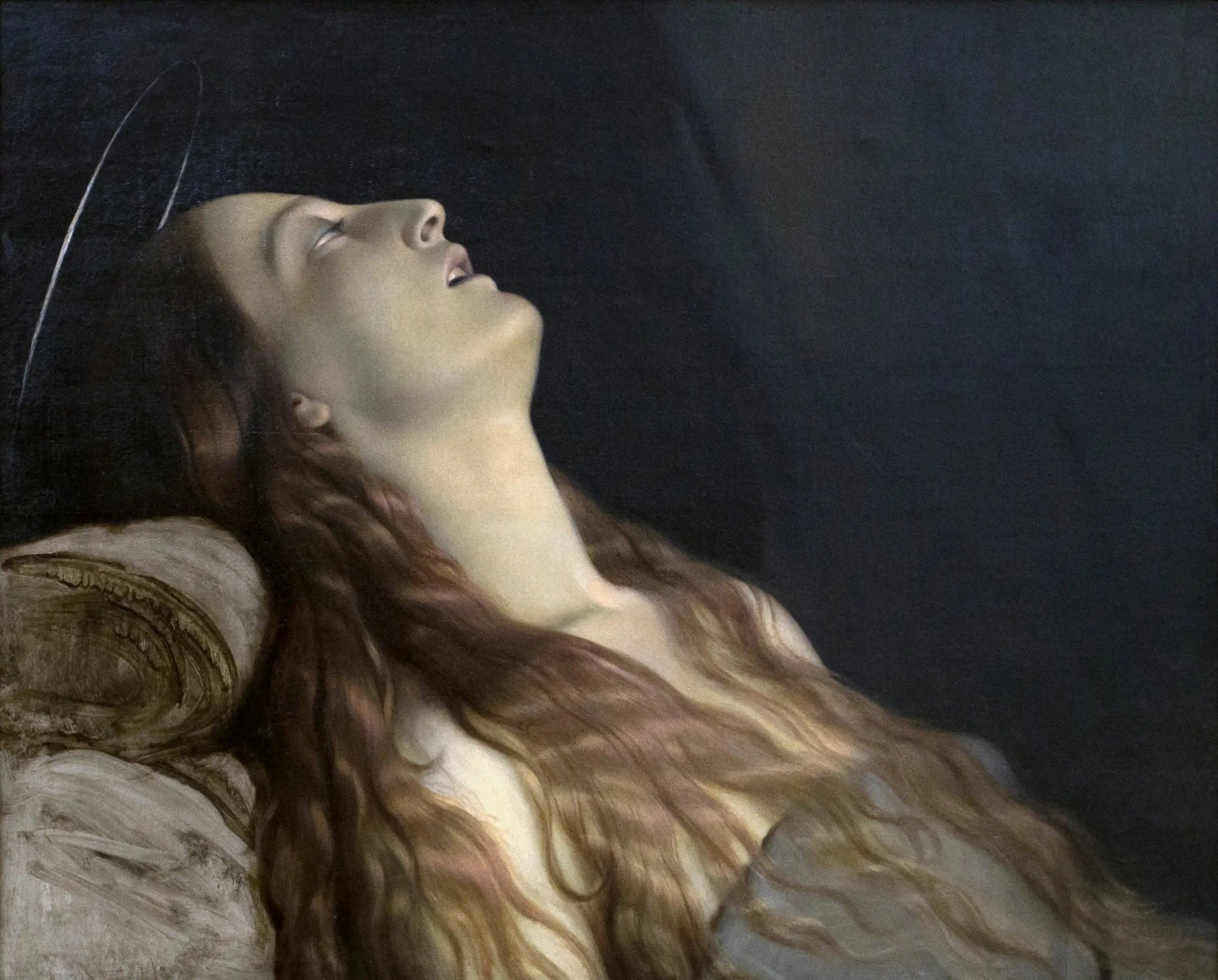 La Femme de l'artiste, Louise Vernet, sur son lit de mort - Paul Delaroche image 2 reproduction d’œuvre d’art à l’huile