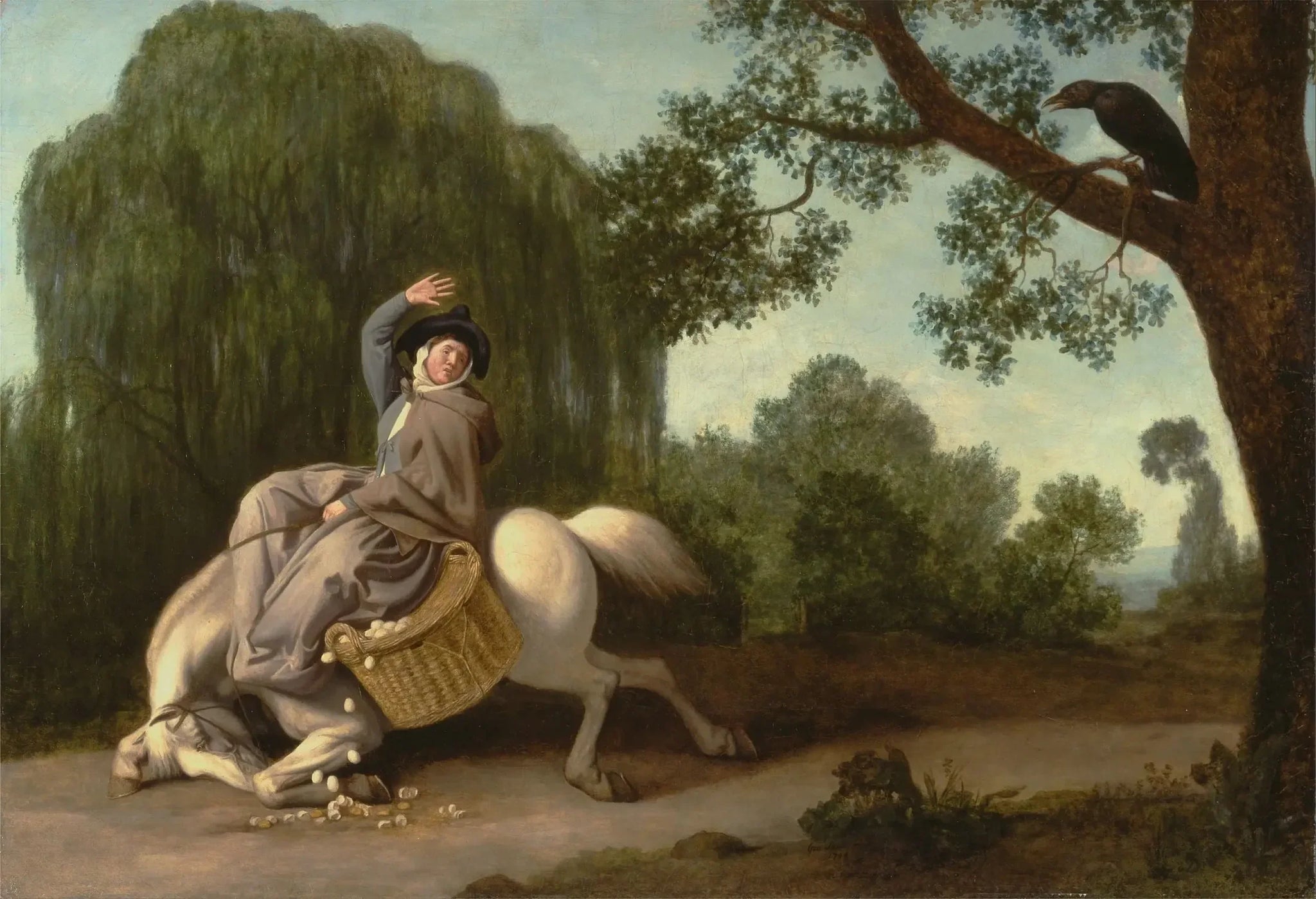 La Femme du fermier et le corbeau - George Stubbs image 1 reproduction de peinture à l’huile