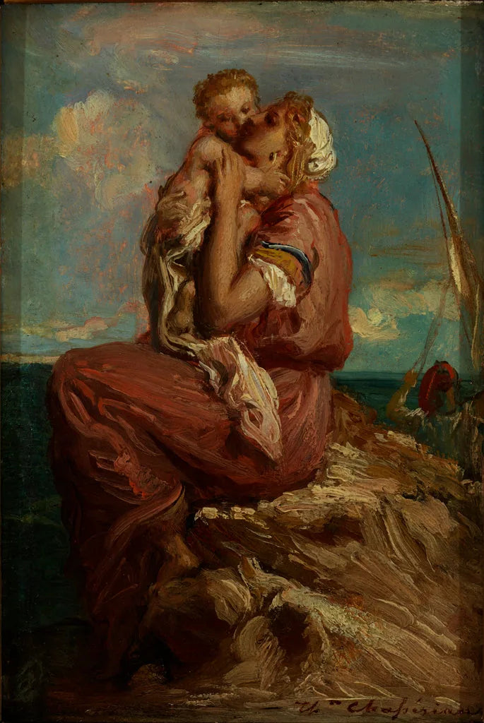 Kobieta rybaka z Mola di Gaeta całująca swoje dziecko - Théodore Chassériau
