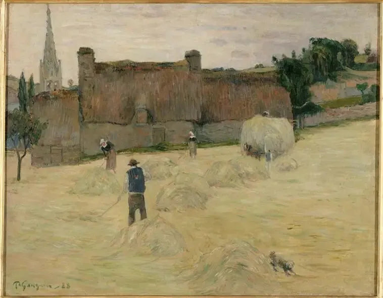 La Fenaison en Bretagne (recto) ; Bouquet de fleurs devant une fenêtre ouverte sur la mer (verso) - Paul Gauguin image 1 reproduction d’œuvre d’art à l’huile