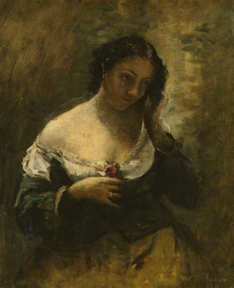 Dziewczyna z różą - Jean-Baptiste Camille Corot