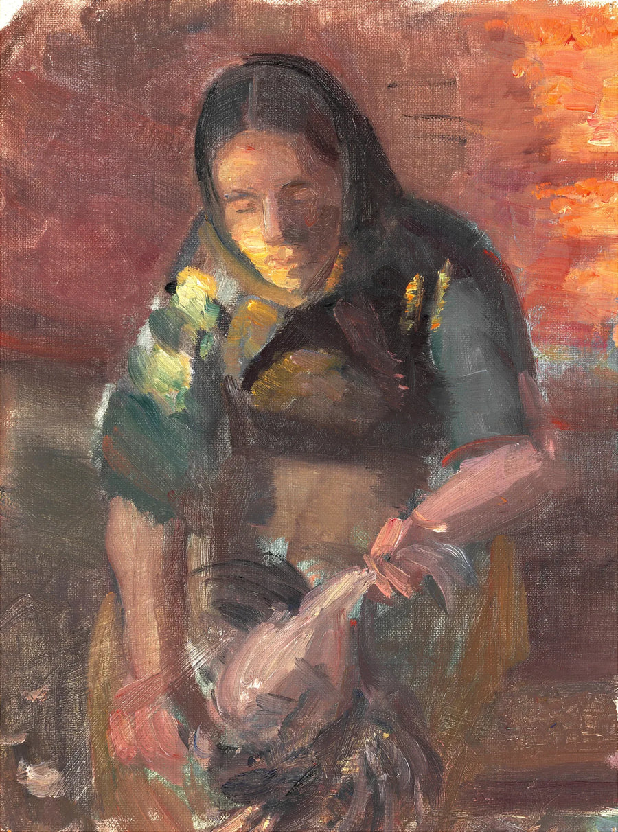 Córka rybaka oskubująca kurczaki - Anna Ancher