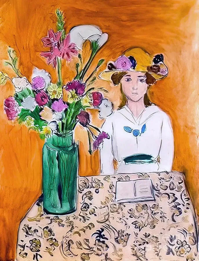 Dziewczyna w białym i bukiet - Henri Matisse