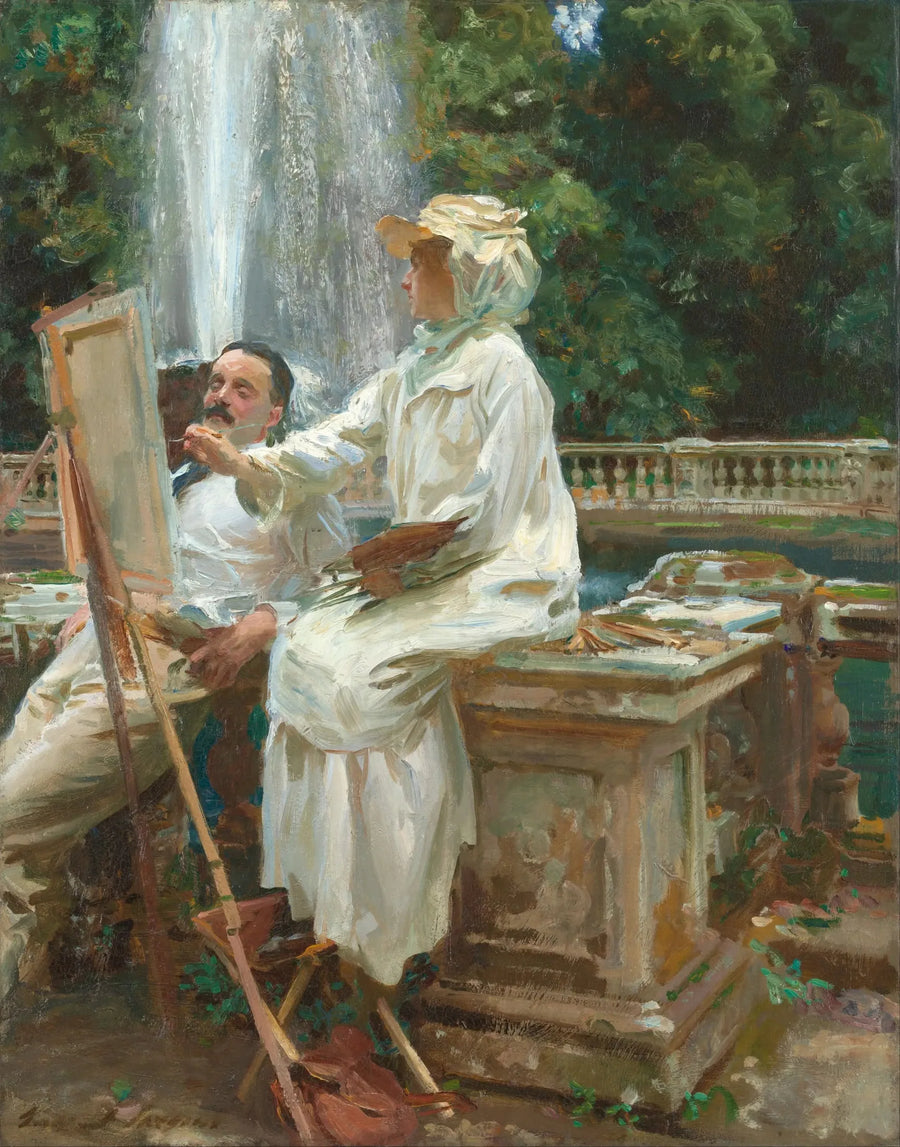 La fontaine, Villa Torlonia, Frascati, Italie - John Singer Sargent image 1 tableau peint à l’huile sur toile