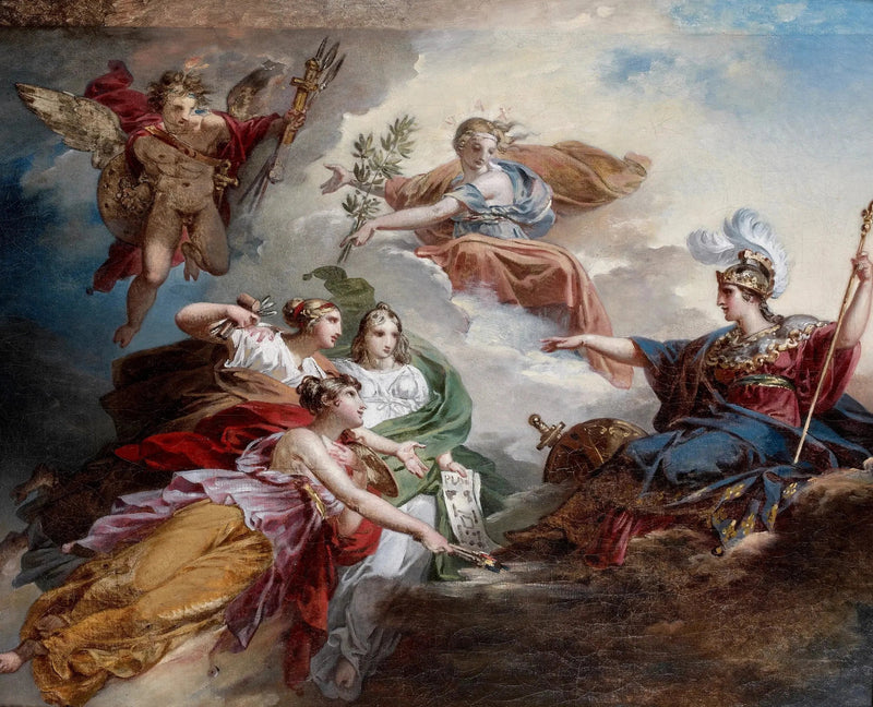 Francja, przedstawiona jako Minerva, chroniąca sztuki - Charles Meynier