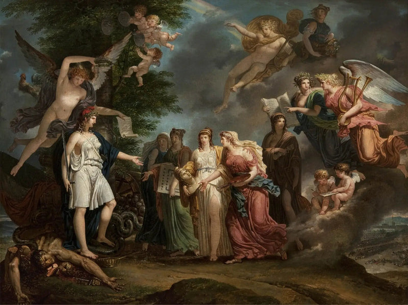 Triumfująca Francja zachęcająca do nauk i sztuk pośród wojny - Charles Meynier