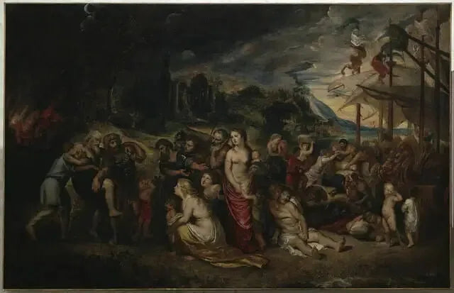 Ucieczka Eneasza po pożarze Troi - Peter Paul Rubens