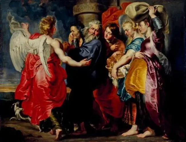 Ucieczka Lota i jego rodziny z Sodomy (Księga Rodzaju 19:12-24), po 1615 - Peter Paul Rubens