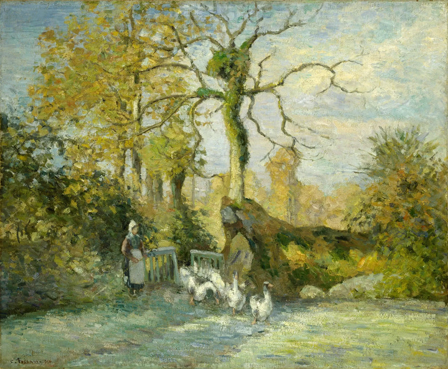 Stróżka gęsi w Montfoucault (Biały Szron) - Camille Pissarro