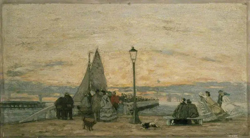 La Jetée de Trouville: Zachód słońca - Eugène Boudin