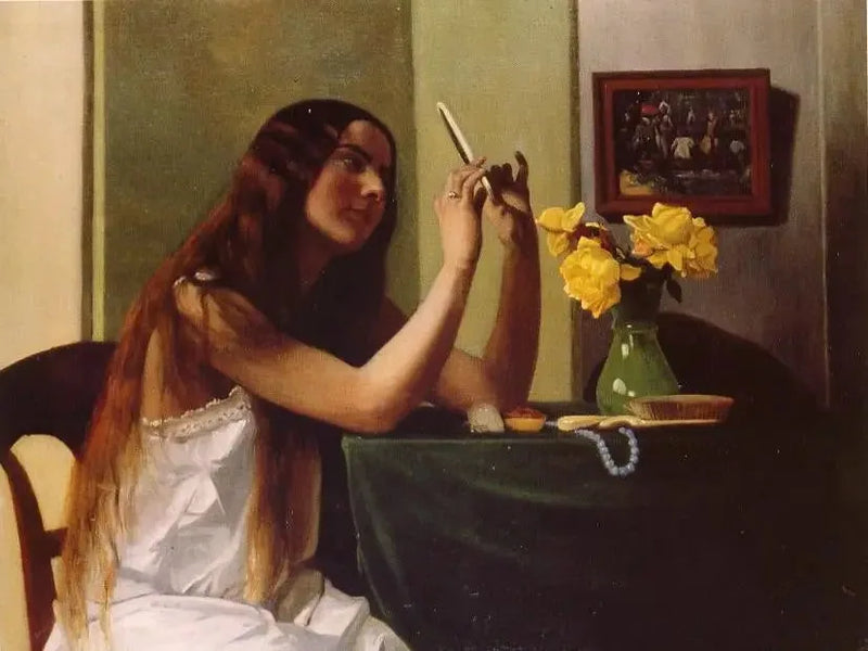 Młoda dziewczyna w lustrze - Félix Vallotton