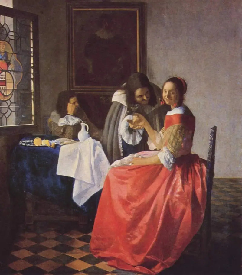 Młoda dziewczyna z kieliszkiem wina - Johannes Vermeer
