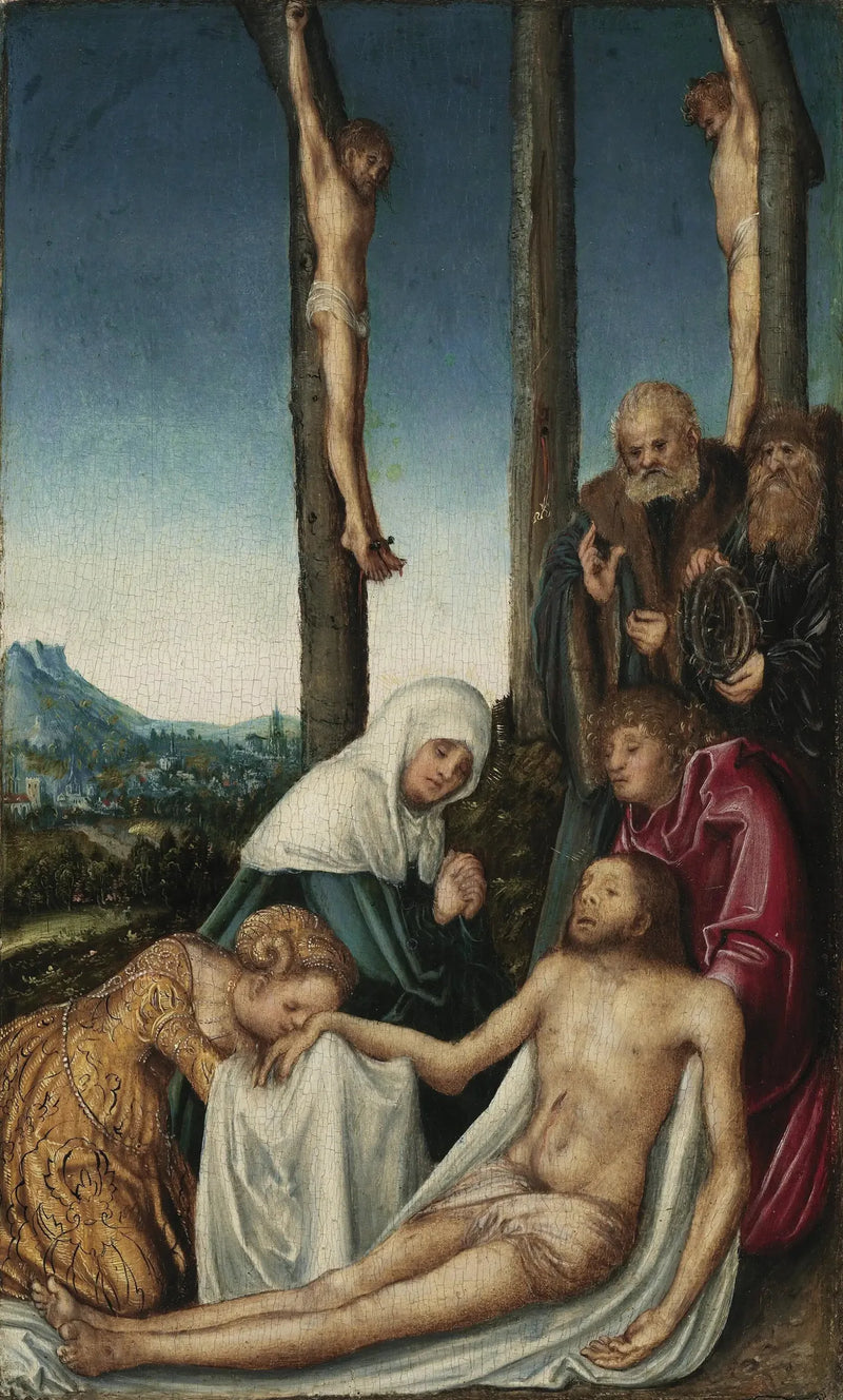 Lamentacja z dwoma zbójcami ukrzyżowanymi - Lucas Cranach Starszy