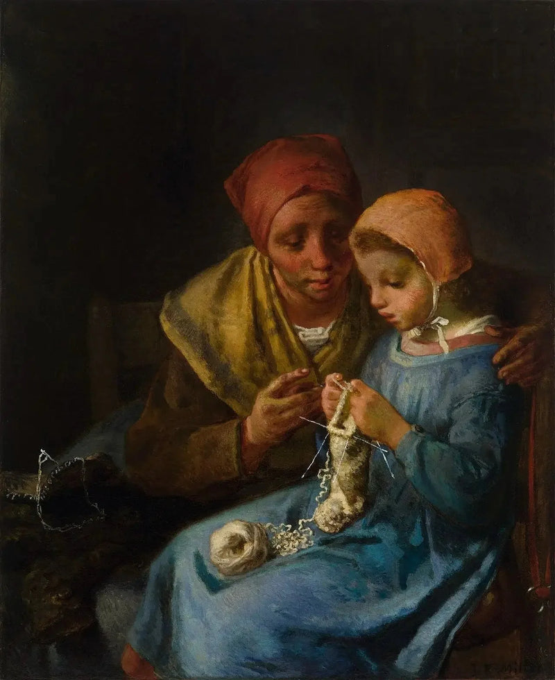 Lekcja dziergania - Jean-François Millet