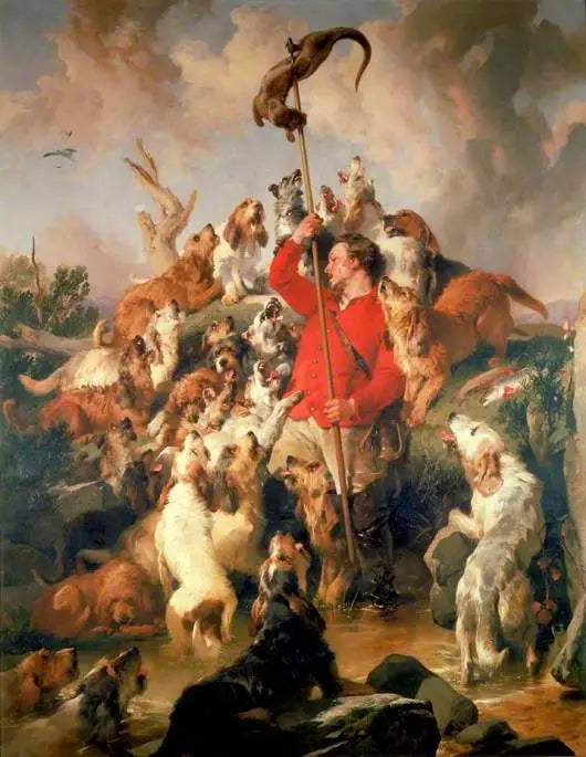 Harpunowana wydra, psy wydry hrabiego z Aberdeen - Edwin Henry Landseer
