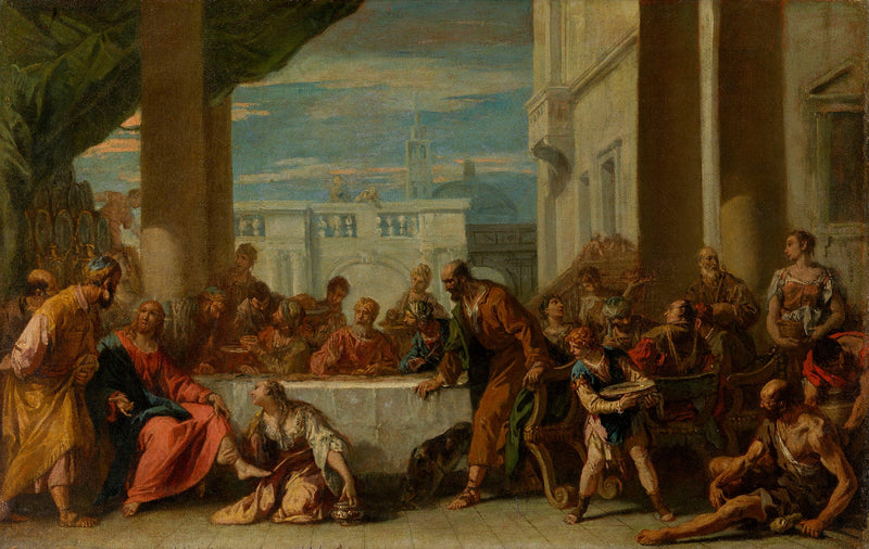 Madeleine namaszczająca stopy Chrystusa. - Sebastiano Ricci