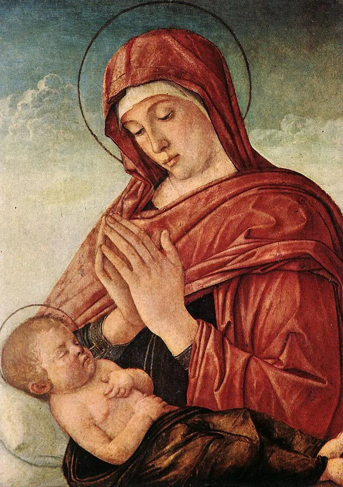 Madonna adorująca Dzieciątko Jezus śpiące - Giovanni Bellini
