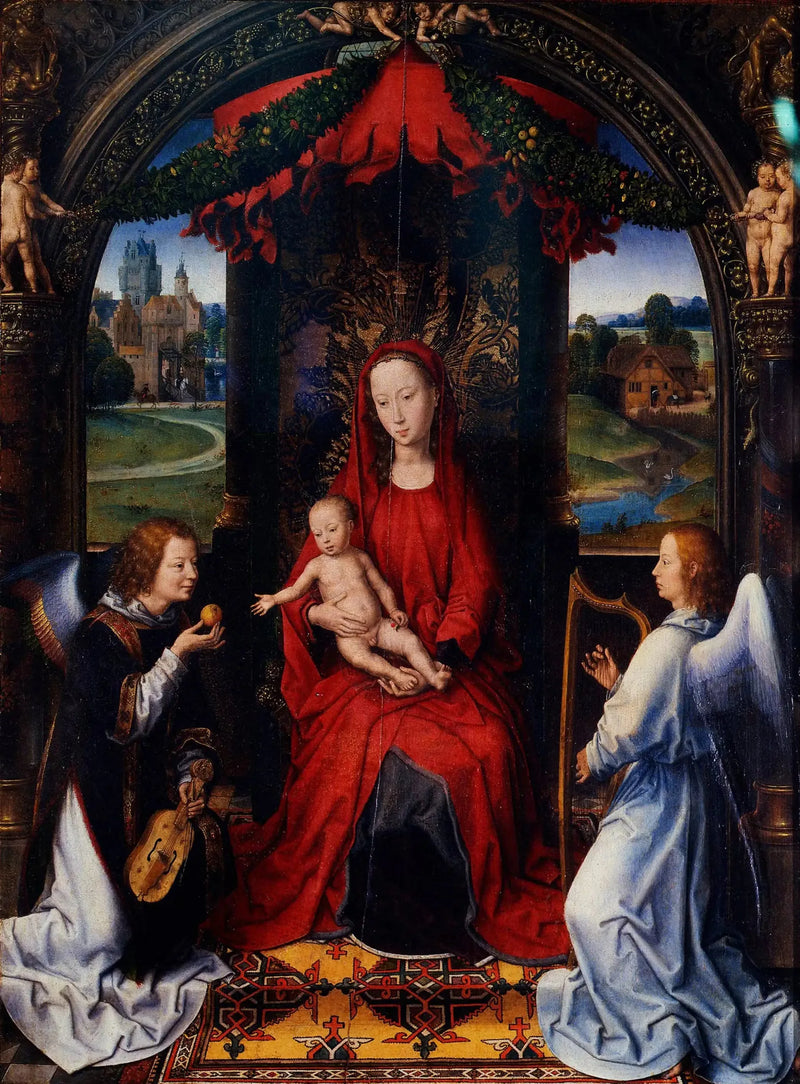 Madonna z Dzieciątkiem i dwoma aniołami muzykami - Hans Memling
